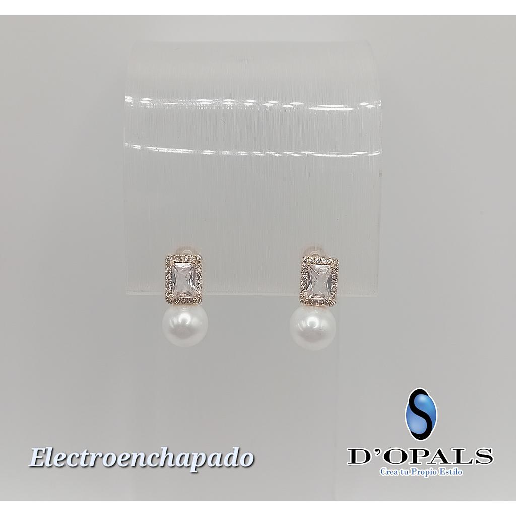 ARETE CON PERLA DE ELECTROENCHAPADO 18K