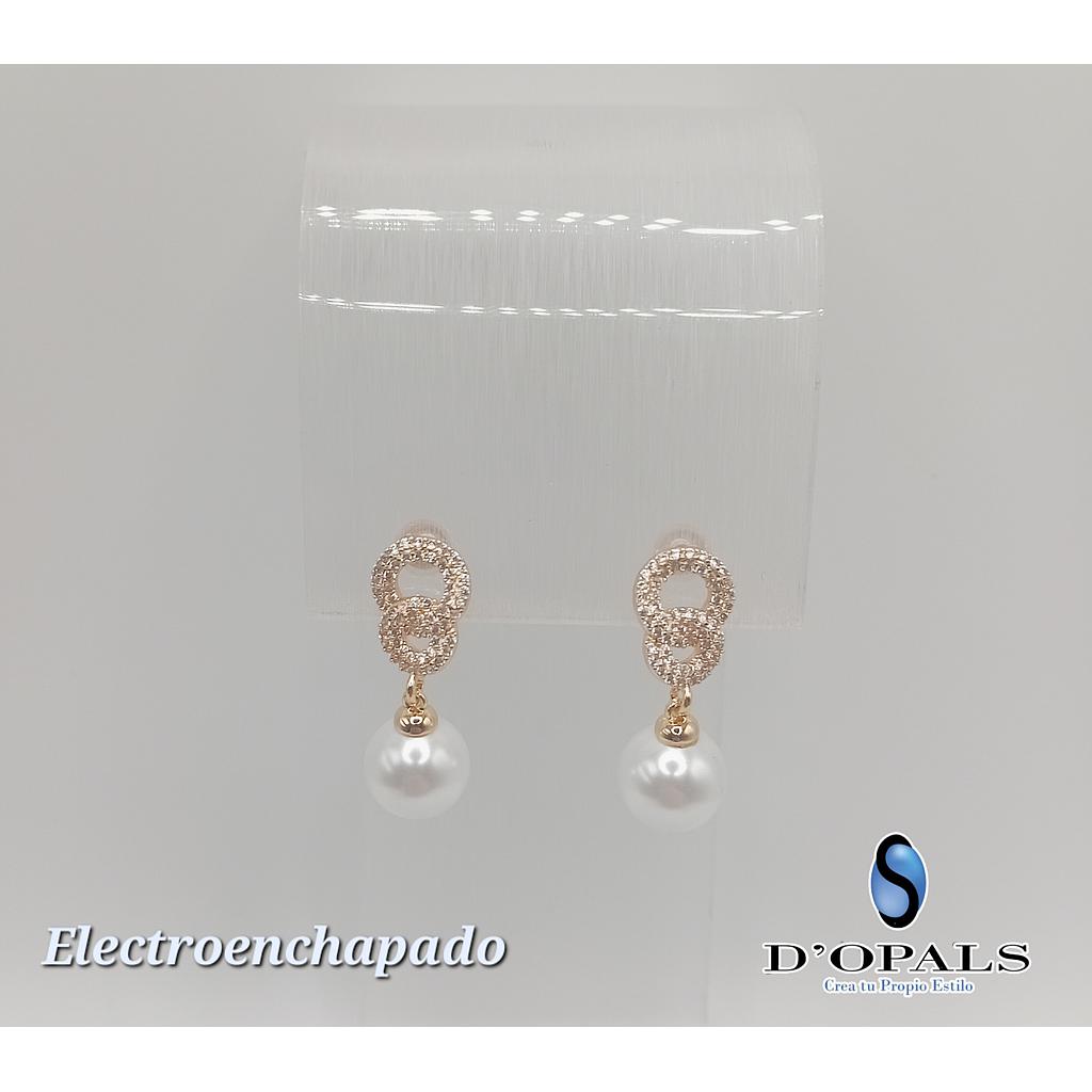 ARETE CON PERLA DE ELECTROENCHAPADO 18K