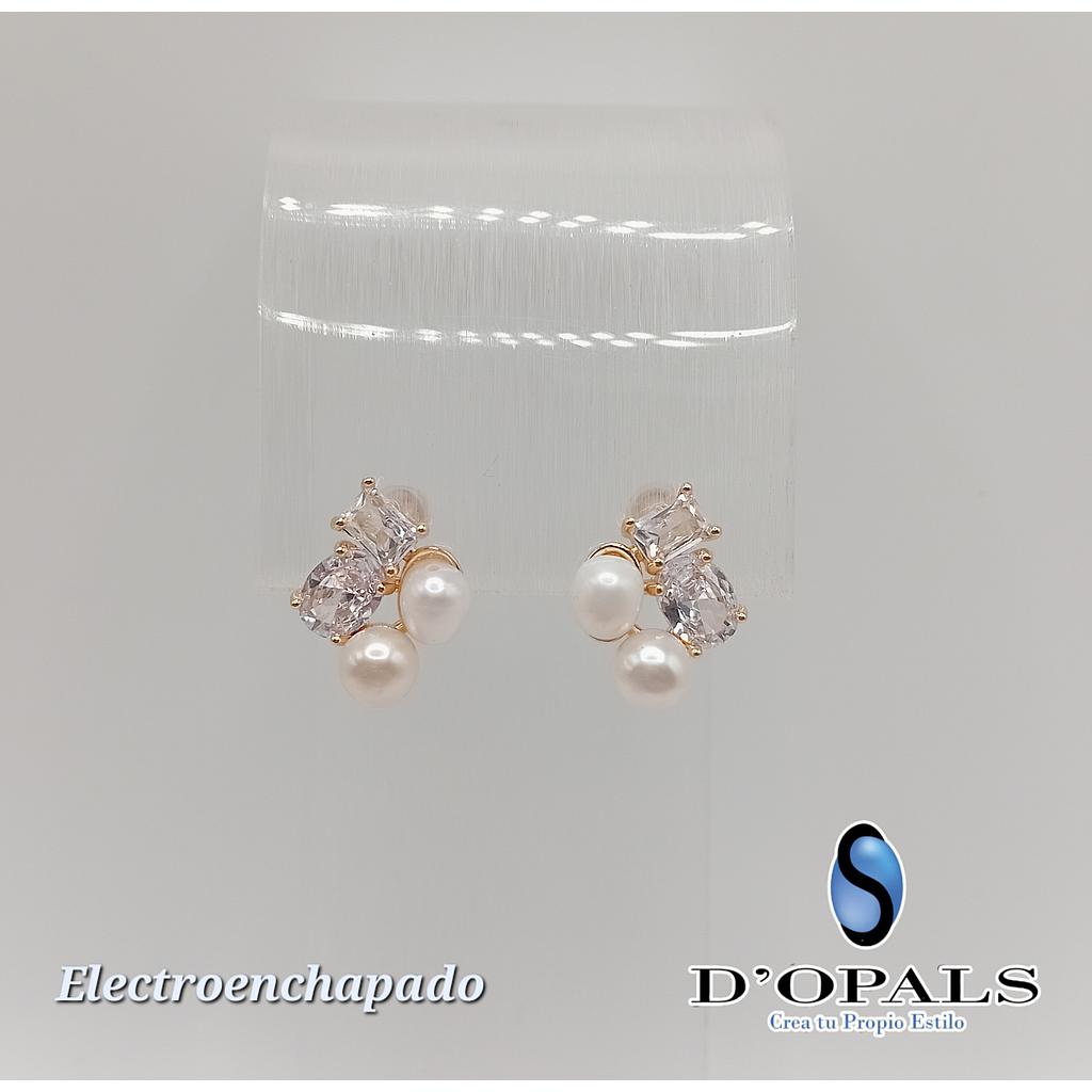 ARETE CON PERLA DE ELECTROENCHAPADO 18K