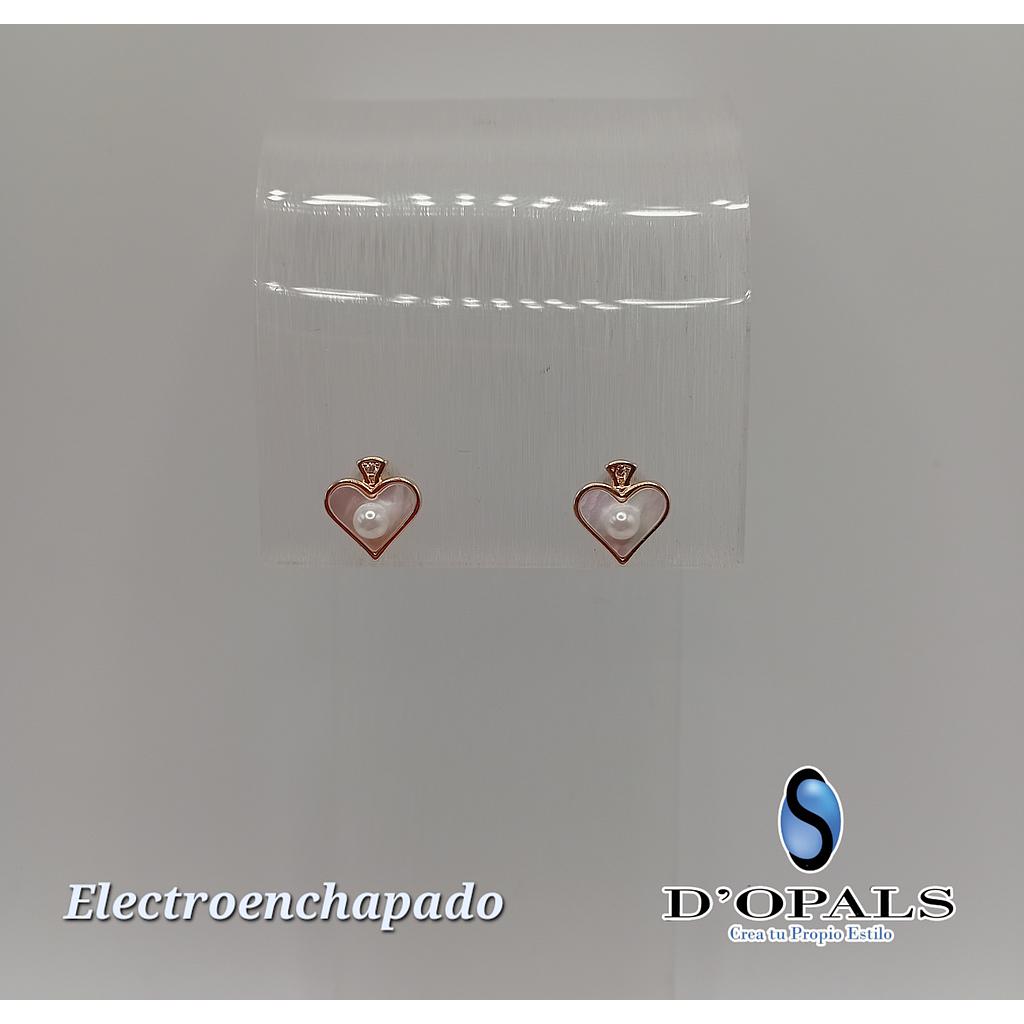 ARETE DE CORAZON CON PERLA ELECTROENCHAPADO 18K