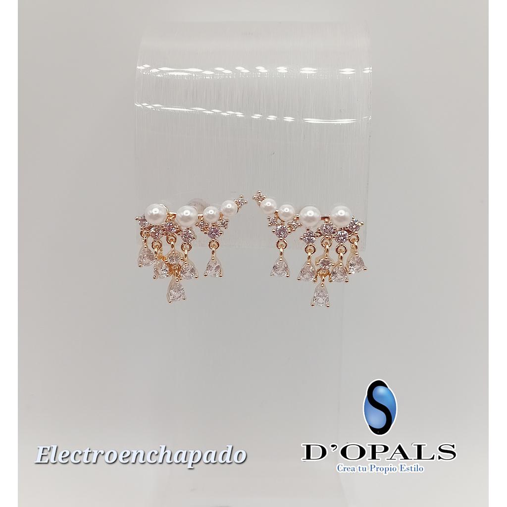 ARETE CON PERLAS Y CRISTALES DE ELECTROENCHAPADO 18K