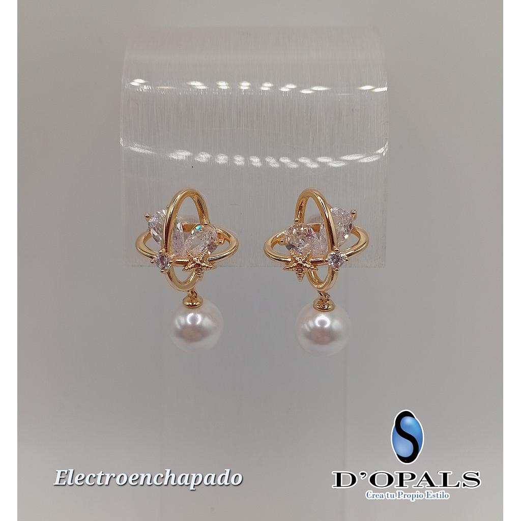 ARETE CON PERLA DE ELECTROENCHAPADO 18K