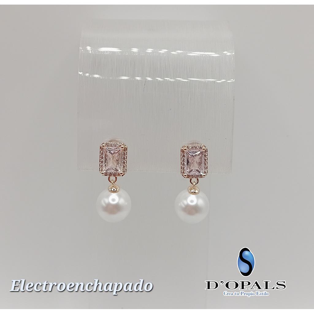 ARETE CON PERLA DE ELECTROENCHAPADO 18K