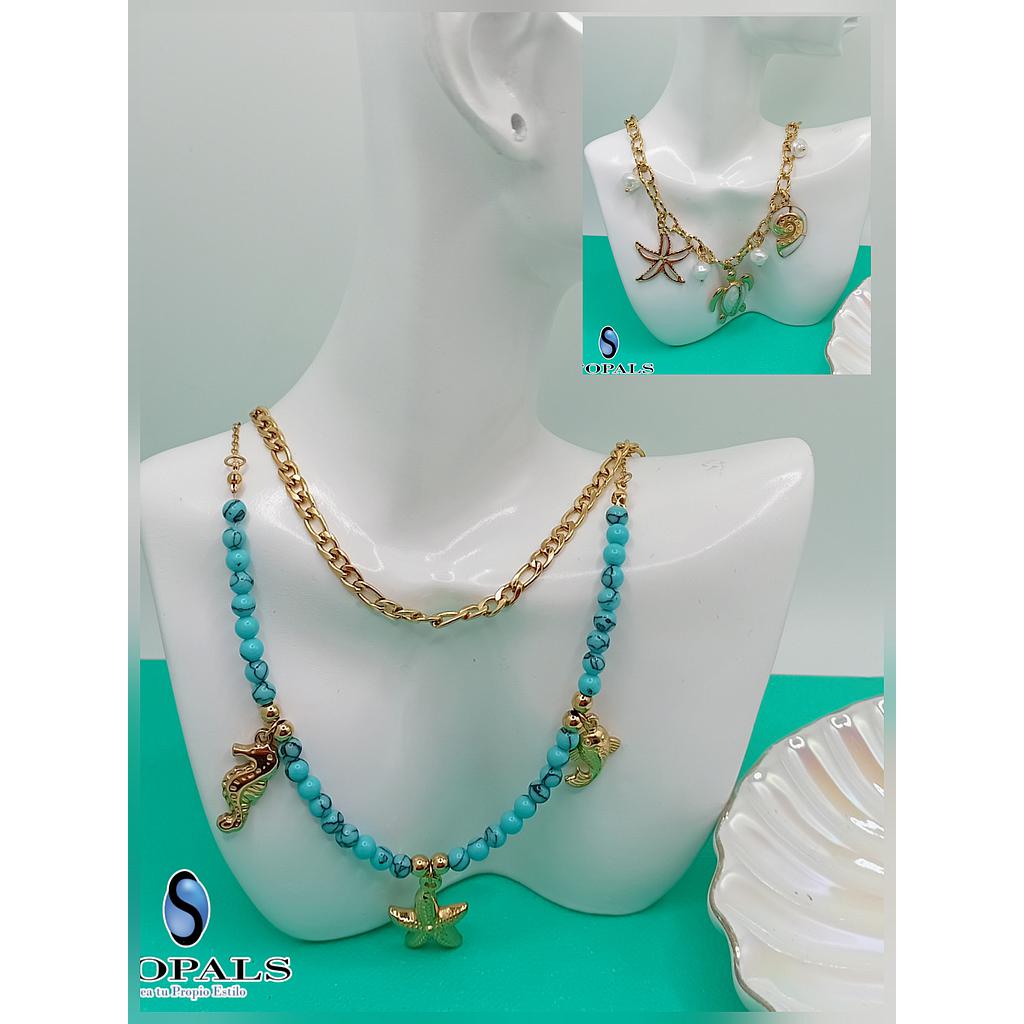 COLLARES TERMINADOS CON DIJES DE ACERO INOXIDABLE