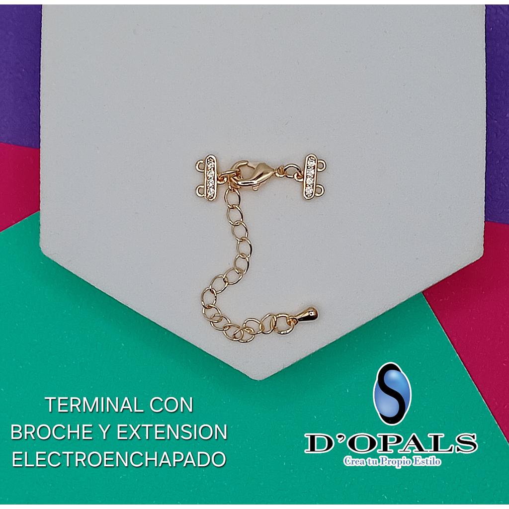 TERMINAL CON BROCHE Y EXTENSION DE 2 HILERAS ELECTROENCHAPADO